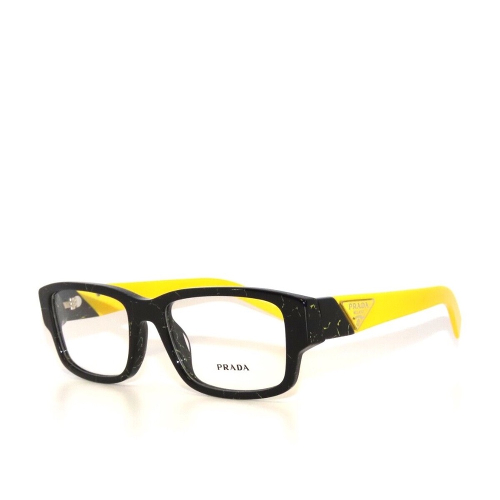 Prada PR 07ZV 07ZV 19D-1O1 55 Black Yellow Marble Eyeglasses 07